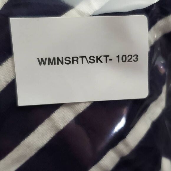 LOFT Petites Maxi Skirt XXSP Navy White Chevron Stripe Rayon Stretch Long Skirt - Picture 6 of 6